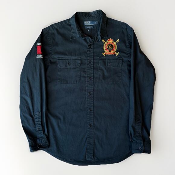 Polo by Ralph Lauren Other - Vintage Polo Ralph Lauren Shirt XL Black Cotton Switzerland Polo Team RRL NYC